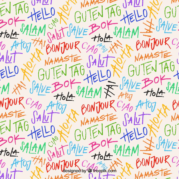 Free Vector | Hand drawn set of hello word pattern in different languages