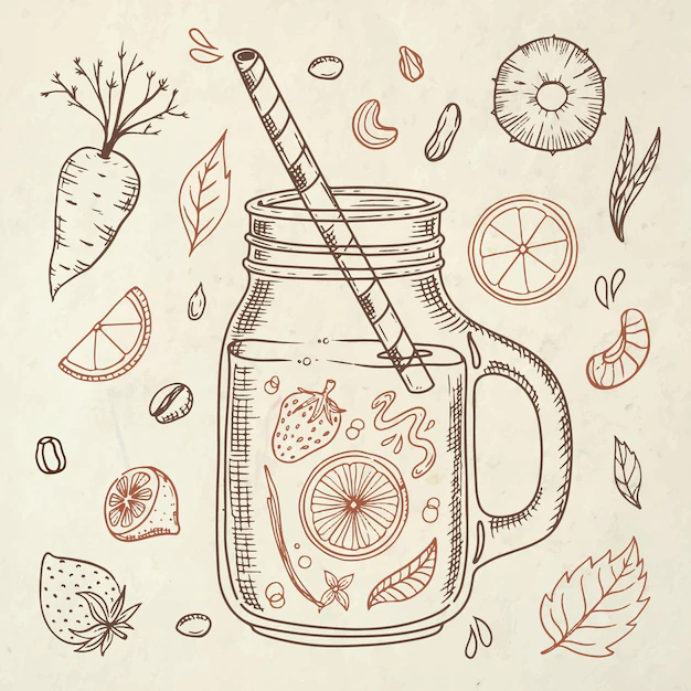 Free Vector | Hand drawn smoothies in blender glass illustration