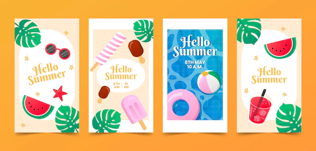 Free Vector | Hand drawn summer instagram story collection