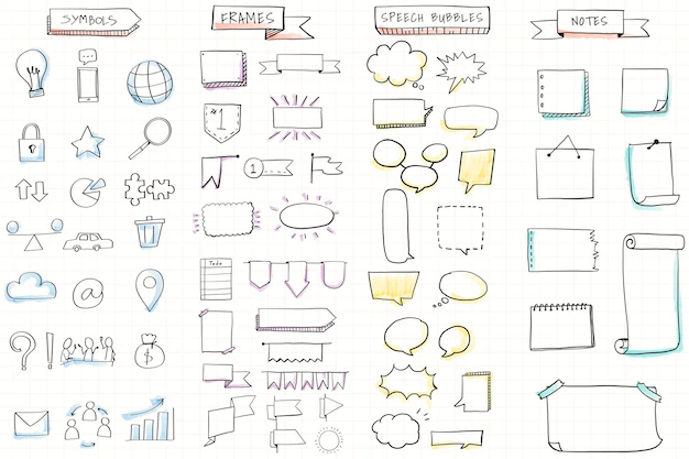 Free Vector | Hand drawn visual thinking elements set