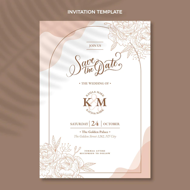 Free Vector | Hand drawn wedding invitation