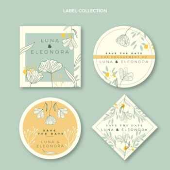 Free Vector | Hand drawn wedding labels collection