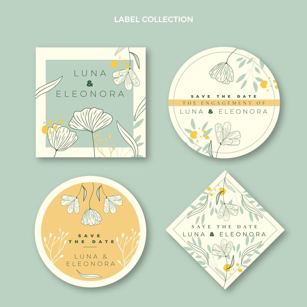 Free Vector | Hand drawn wedding labels collection