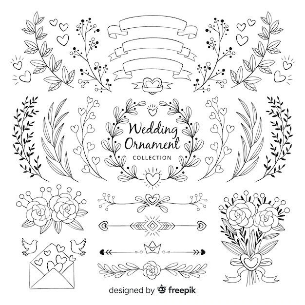 Free Vector | Hand drawn wedding ornament collection