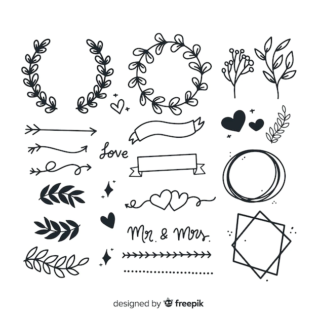 Free Vector | Hand drawn wedding ornaments set