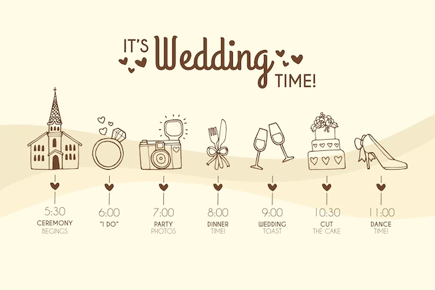 Free Vector | Hand drawn wedding timeline template