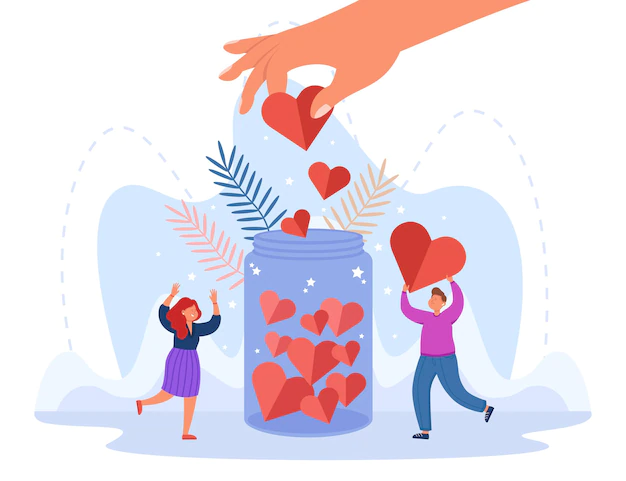 Free Vector | Hand of generous person putting heart in jar