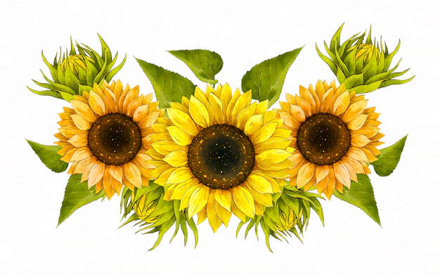 Free Vector | Hand painted watercolor sunflower border