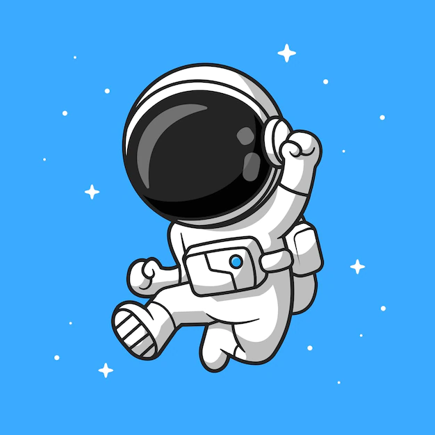 Free Vector | Happy astronaut jumping cartoon vector icon illustration. science technology icon concept isolated premium vector. flat cartoon style