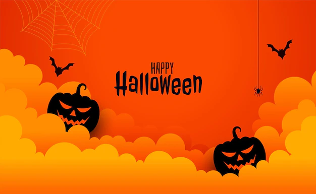 Free Vector | Happy halloween spooky card in paper cut style