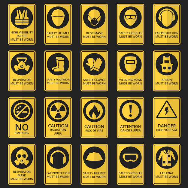 Free Vector | Health and safety signs. safety equipment must be worn.