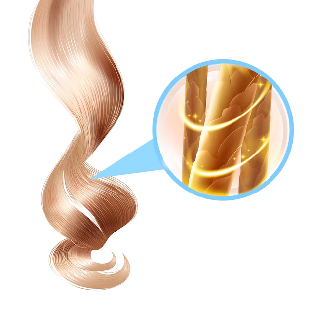 Free Vector | Healthy strong hair structure close up realistic composition on white background vector illustration