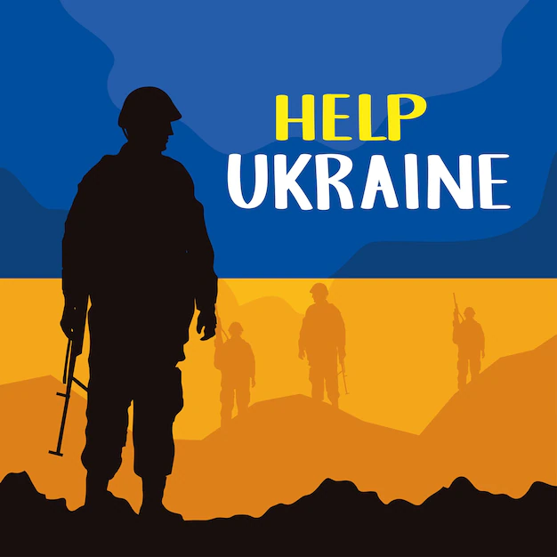 Free Vector | Help ukraine card with soldiers