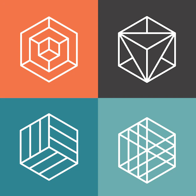 Free Vector | Hexagon vector logos in outline linear style. logo hexagon, abstract hexagon,  geometric logo hexagon illustration