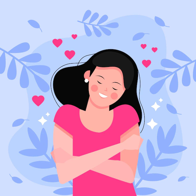 Free Vector | High self-esteem illustration with woman and leaves