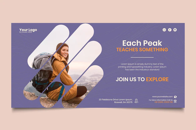 Free Vector | Hiking banner template