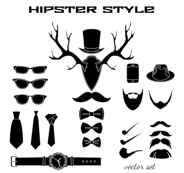 Free Vector | Hipster accessory pictograms collection
