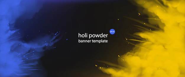 Free Vector | Holi powder paints empty banner template, border