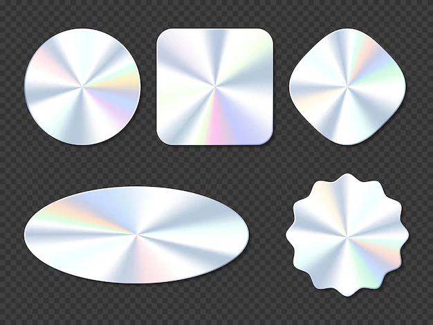 Free Vector | Holographic stickers with different shapes