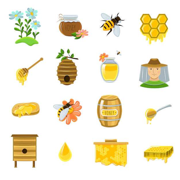 Free Vector | Honey icons set