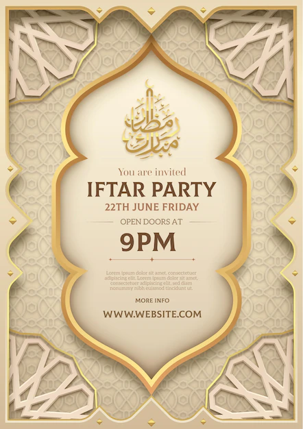 Free Vector | Iftar invitation template in paper style