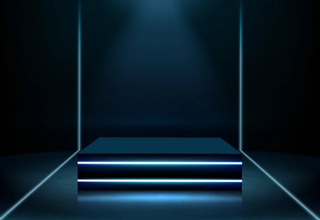 Free Vector | Illuminated neon square podium realistic vector