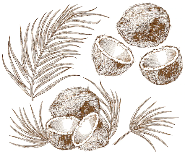 Free Vector | Illustration of coconut and palm leaves