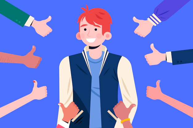 Free Vector | Illustration of public approval concept with thumbs up
