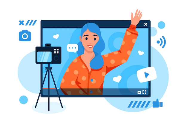 Free Vector | Influencer recording new video