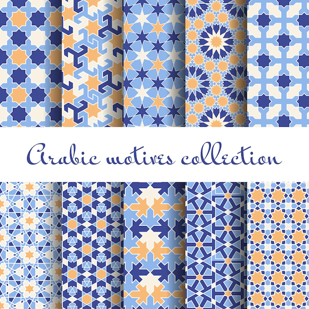 Free Vector | Islamic, arabic seamless pattern set, design wallpaper