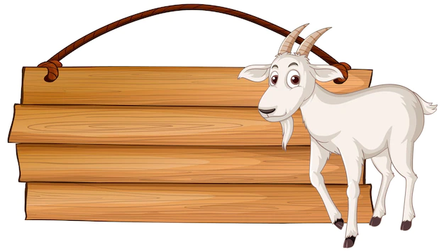 Free Vector | Isolated wooden banner with goat