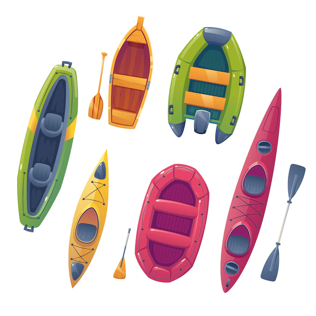 Free Vector | Kayak canoe design illustration set