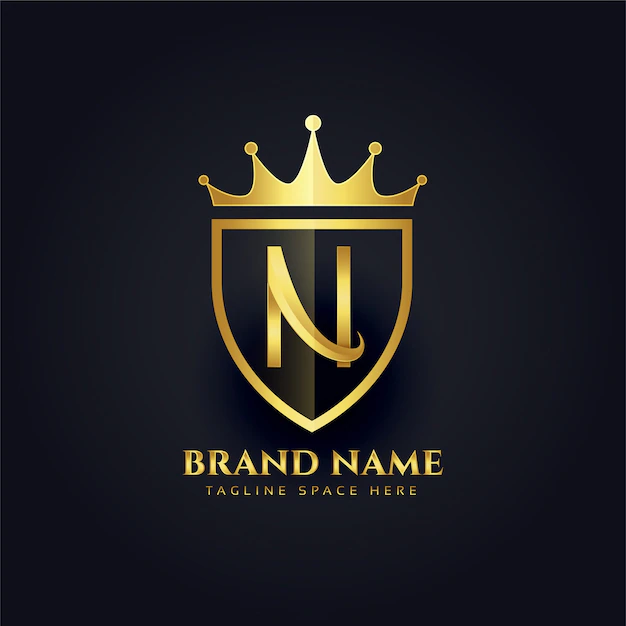 Free Vector | Letter n crown golden premium logo design