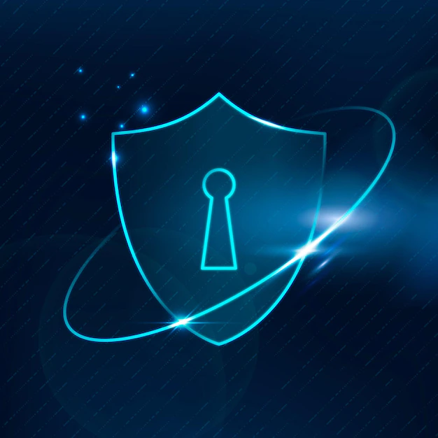 Free Vector | Lock shield cyber security technology in blue tone