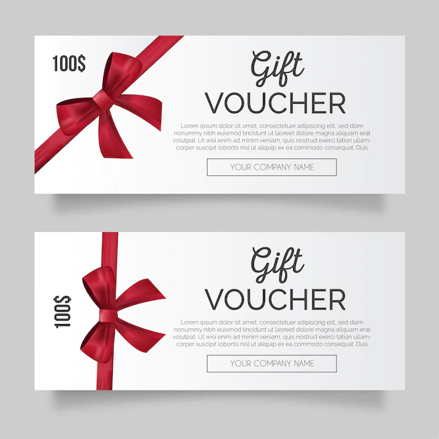 Free Vector | Lovely gift voucher with red ribbon