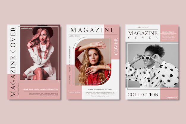 Free Vector | Magazine cover collection with photo