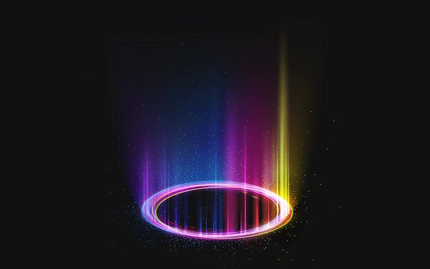 Free Vector | Magic rainbow round portal on black