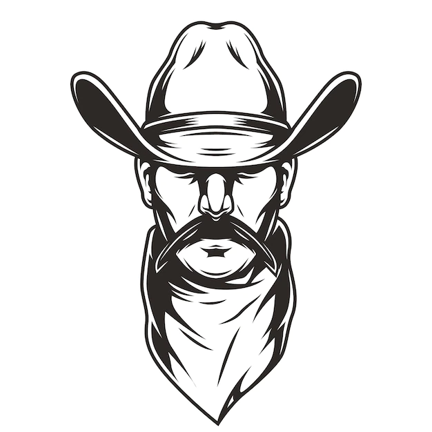 Free Vector | Man head in cowboy hat