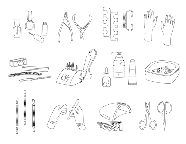 Free Vector | Manicure outline icons collection