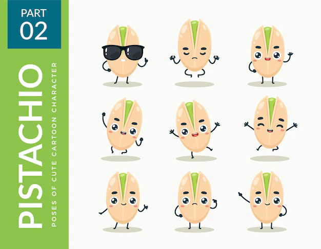 Free Vector | Mascot images of the pistachio. set.