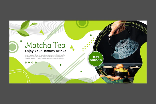 Free Vector | Matcha tea banner template design