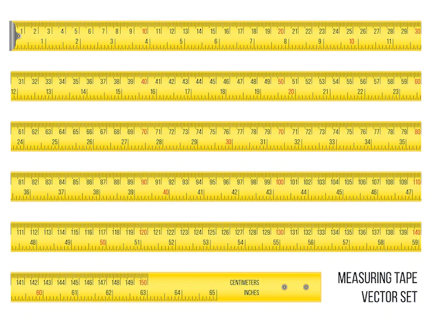 Free Vector | Measuring tape in centimeters and inches set
