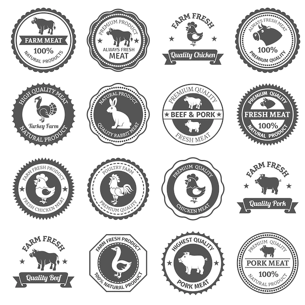 Free Vector | Meat labels set