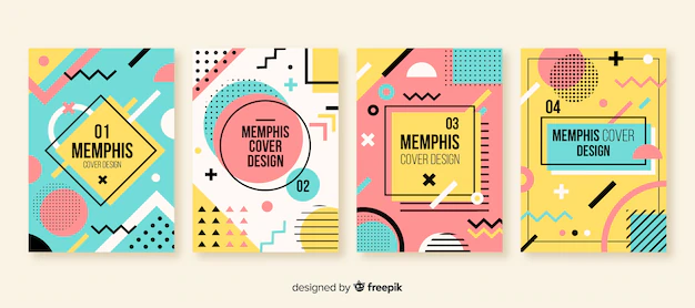 Free Vector | Memphis style brochure set