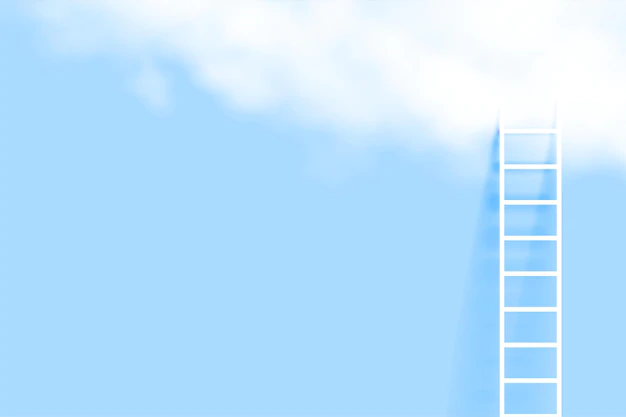 Free Vector | Minimal ladder and realistic cloud background