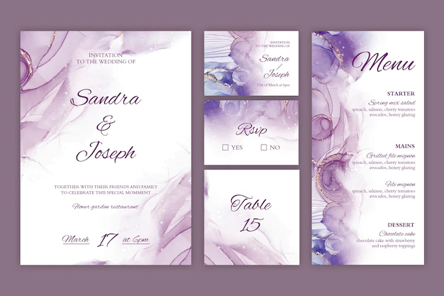 Free Vector | Minimal wedding stationery collection