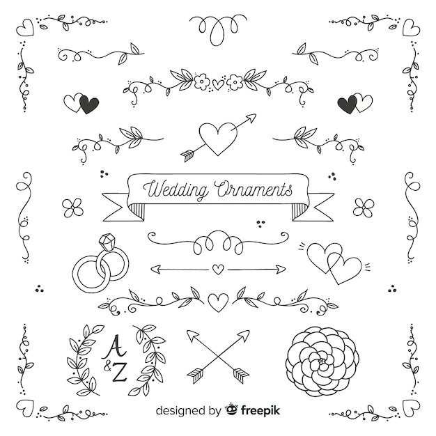 Free Vector | Minimalist hand drawn wedding ornament collection