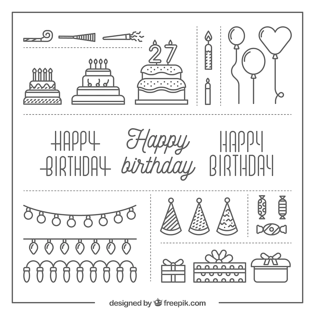 Free Vector | Minimalistic birthday elements in flat design