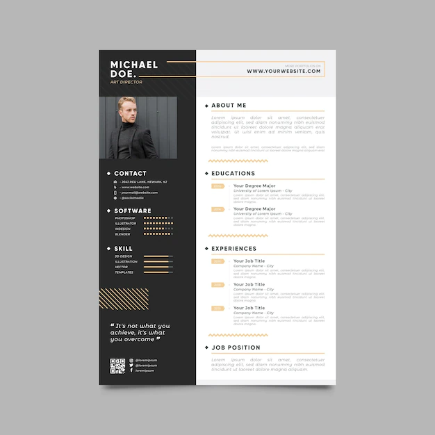 Free Vector | Modern cv template with photo