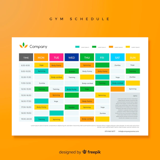 Free Vector | Modern gym schedule template with flat design
